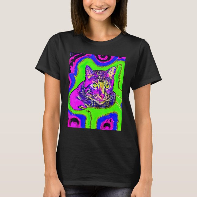 Camiseta Psychedelic Kitty Kitten Lover In Cat Art Style_1 (Anverso)