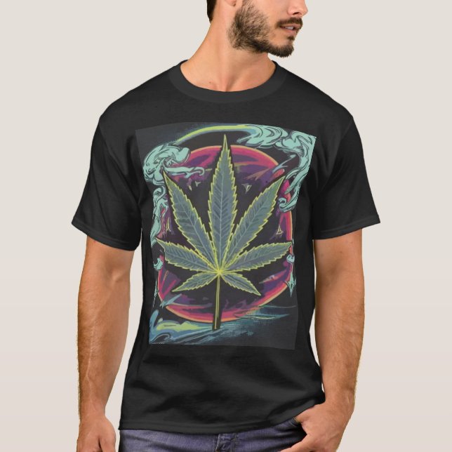 Camiseta Psychedelic Leaf T-Shirt | Neon Streetwear Tee (Anverso)