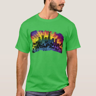 Camiseta Psychedelic Los Angele A tie dye Surreal Cityscape