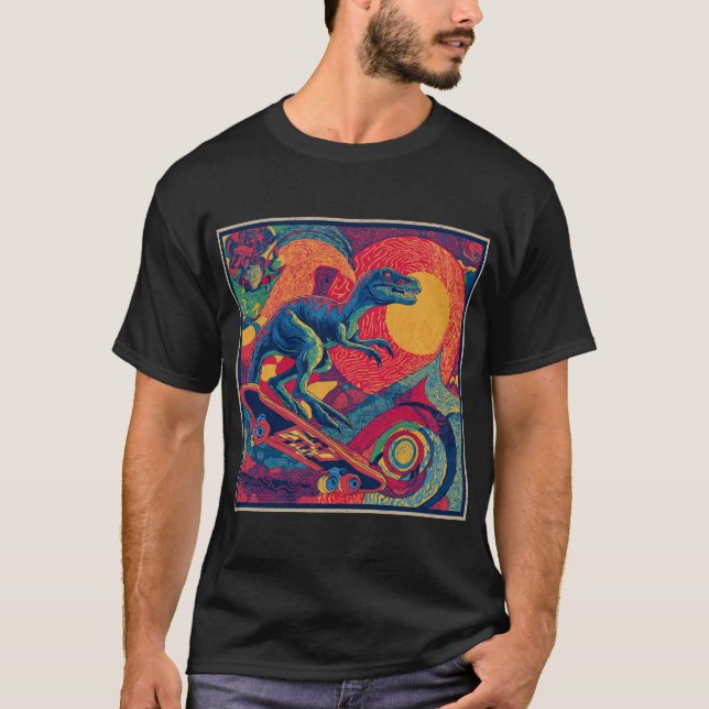 Camiseta Psychedelic Raptor Skater (Anverso)