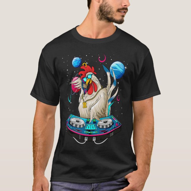 Camiseta Psychedelic Rooster DJ EDM Raver Trance Music Fest (Anverso)