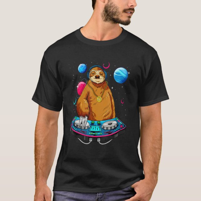 Camiseta Psychedelic Sloth DJ EDM Raver Trance Music Festiv (Anverso)