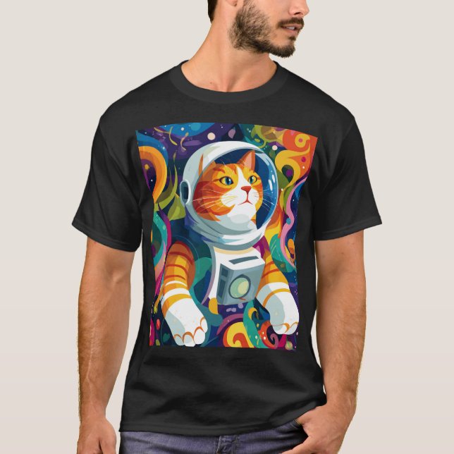 Camiseta Psychedelic Space Cat Astronaut – Trippy Cosmic Ar (Anverso)
