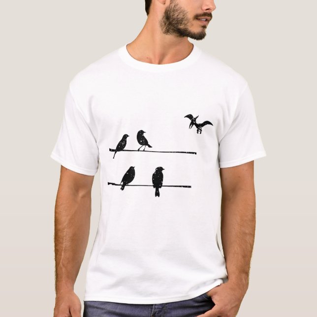 Camiseta Pterodáctilos de aves en alambre - Dinosaurio avia (Anverso)