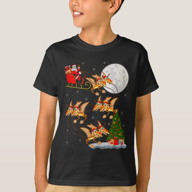 Camiseta Pterodactyls Dinosaur Bird Santa Sleigh Flying Chr (Anverso)