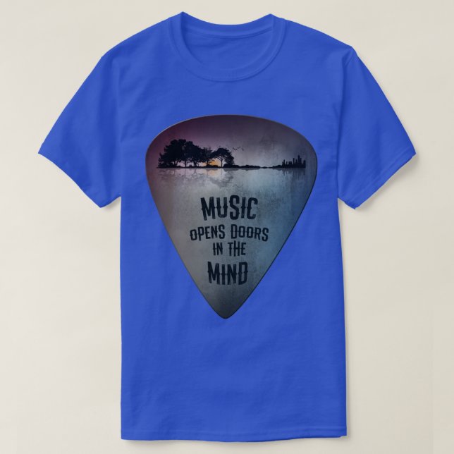 Camiseta Púa de guitarra angustiada Lago Reflecciones Músic (Diseño del anverso)