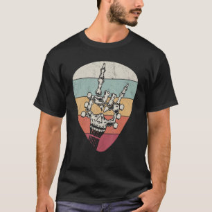 Camiseta Púa de guitarra de cosecha, bocinas de mano de esq
