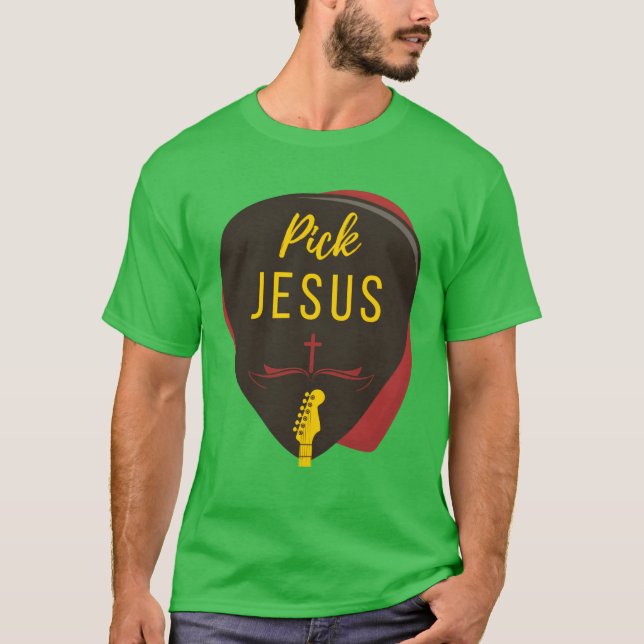 Camiseta Púa de guitarra Jesús Pastor de Música Cristiana (Anverso)