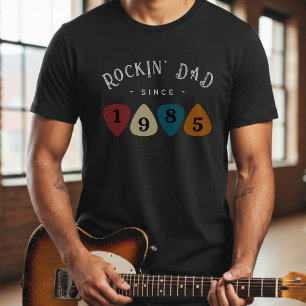 Camiseta Púa de Guitarra Papá Rockero Día del Padre Retro