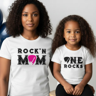 Camiseta Púa de guitarra Rock'n Mom Combinación para padres