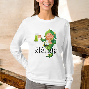 Camiseta "pub irlandés leprechaun cerveza verde Slainte