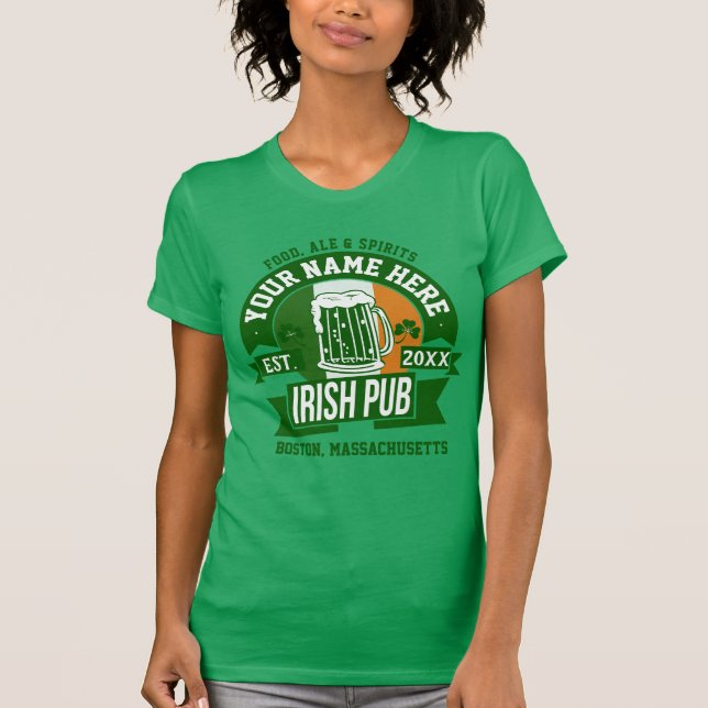 Camiseta Pub irlandés personalizado | Comical St Patrick's  (Anverso)