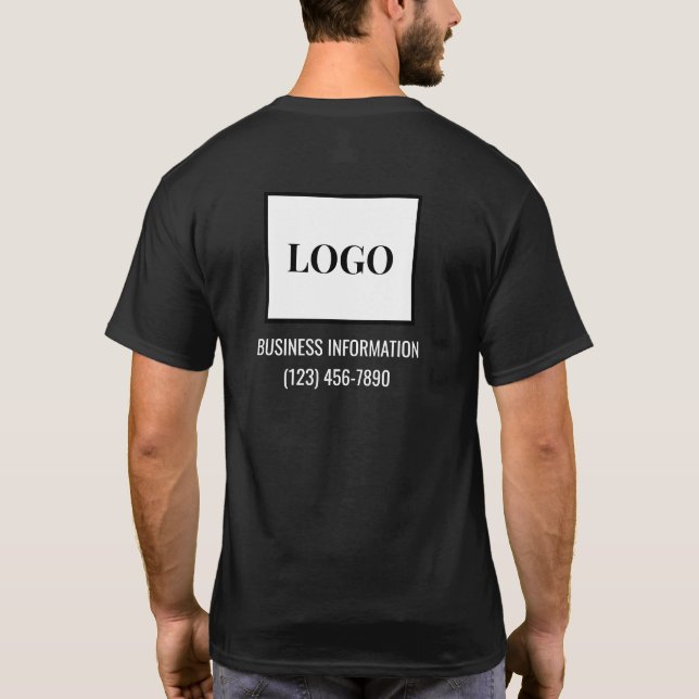 Camiseta Publicidad de información comercial sobre logotipo (Reverso)