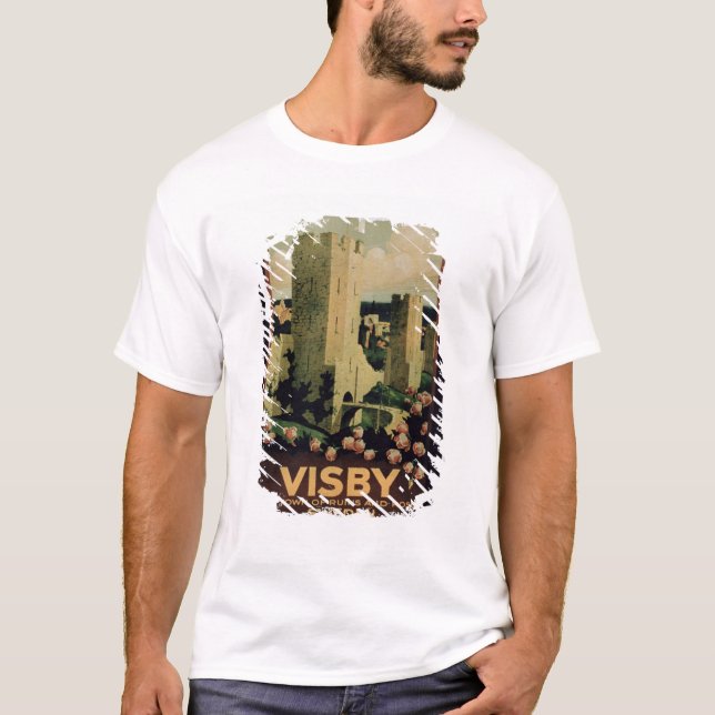 Camiseta Publicidad de poster la ciudad de Visby, Suecia (Anverso)
