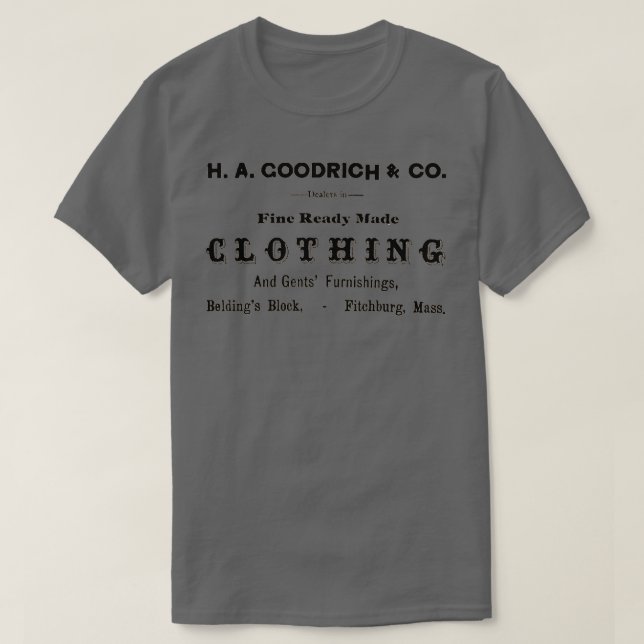 Camiseta Publicidad del siglo XIX para H A Goodrich Company (Diseño del anverso)