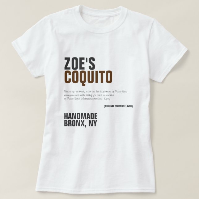 Camiseta Publicidad Moderna Rústica de Coquito (Diseño del anverso)