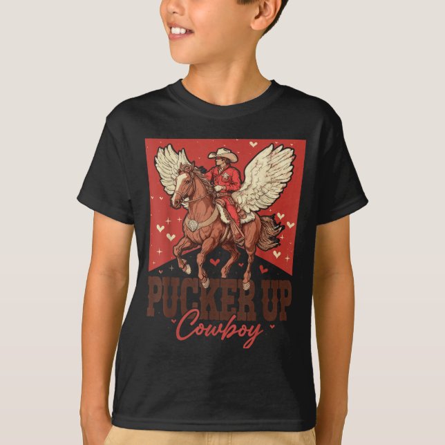 Camiseta Pucker Up Cowboy Funny Western Valentines  (Anverso)
