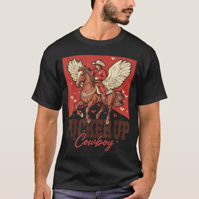 Camiseta Pucker Up Cowboy Funny Western Valentines  (Anverso)