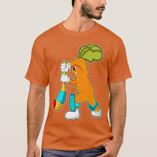 Camiseta pudrición en el cricket con el bate del cricket