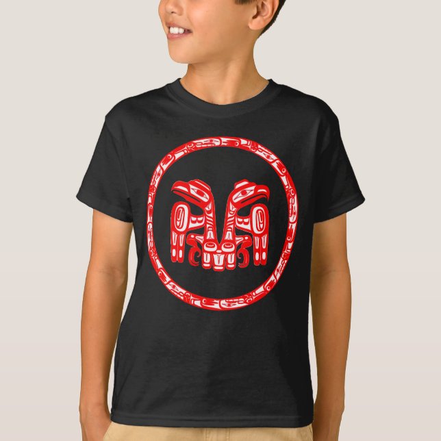 Camiseta Pueblo Haida Nativo de Canadá Doble Águila Indígen (Anverso)