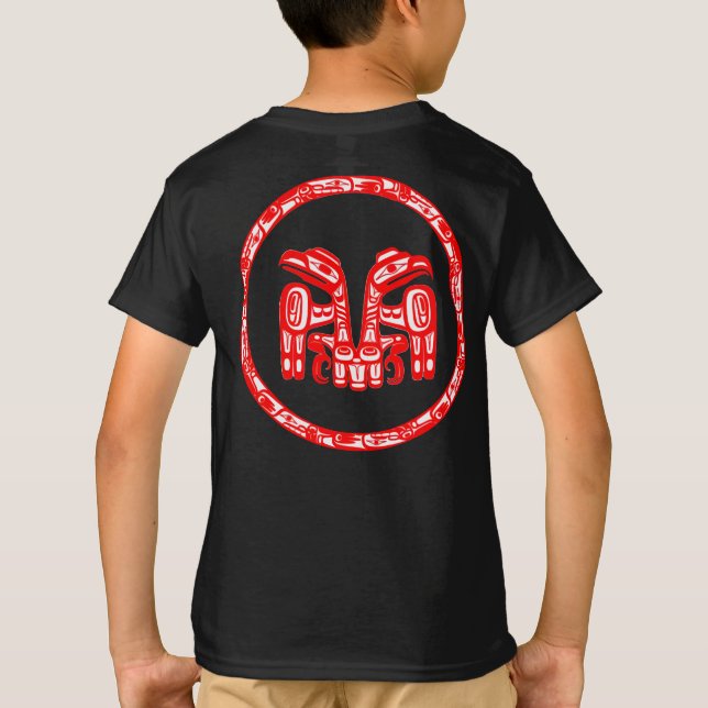 Camiseta Pueblo Haida Nativo de Canadá Doble Águila Indígen (Reverso)