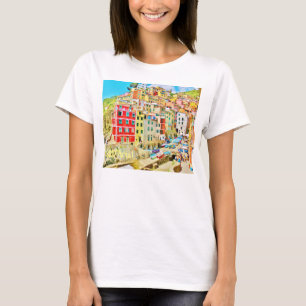 Camiseta Pueblo pesquero de Riviera del italiano, Flowy L/S