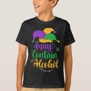 Camiseta Puede Contener Alcohol Divertido Mardi Gras 2024 B