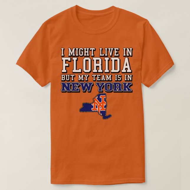 Camiseta Puede que viva en Florida pero mi equipo está en N (Diseño del anverso)