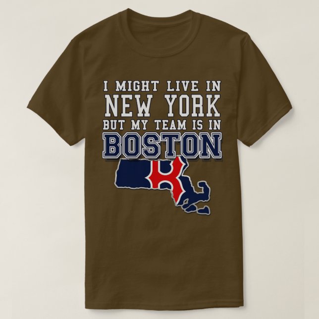 Camiseta Puede que viva en Nueva York pero mi equipo está e (Diseño del anverso)