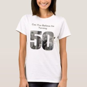 Camiseta ¿Puedes Creer que Cumples 50? Collage de Fotos de