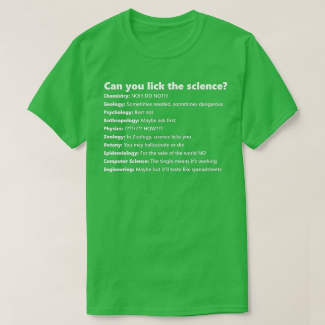 Camiseta ¿Puedes lamer la ciencia de vuelta? (Diseño del anverso)