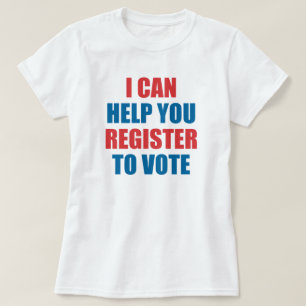 CAMISETA PUEDO AYUDARTE A REGISTRARTE PARA VOTAR.