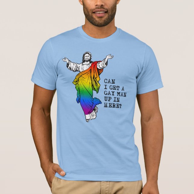 Camiseta  ¿Puedo conseguir un hombre gay aquí? (Anverso)