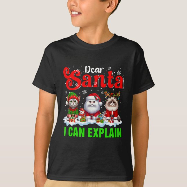 Camiseta Puedo Explicar Navidad Tres Gatos De Elfo De Renos (Anverso)