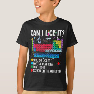 Camiseta ¿Puedo Lamerlo Tabla Periódica Divertida Ciencia Q