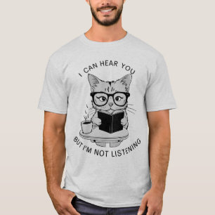 Camiseta Puedo oírte pero no estoy escuchando a un gato gra