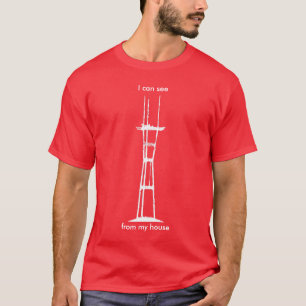 Camiseta Puedo ver Sutro de mi casa, todo-blanca en rojo