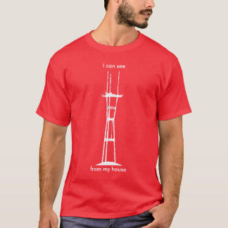 Camiseta Puedo ver Sutro de mi casa, todo-blanca en rojo