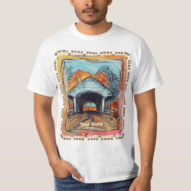Camiseta Puente cubierto de otoño (Anverso)