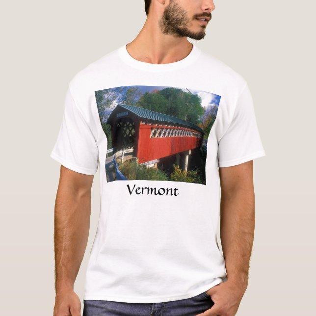 Camiseta Puente cubierto de Vermont (Anverso)