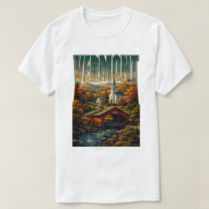 Camiseta Puente Cubierto de Vermont Belleza de Montaña en O
