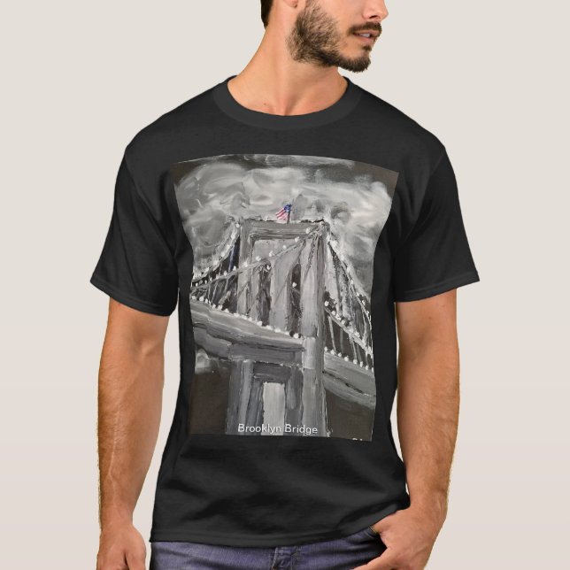 Camiseta Puente de Brooklyn, blanco y negro (Anverso)