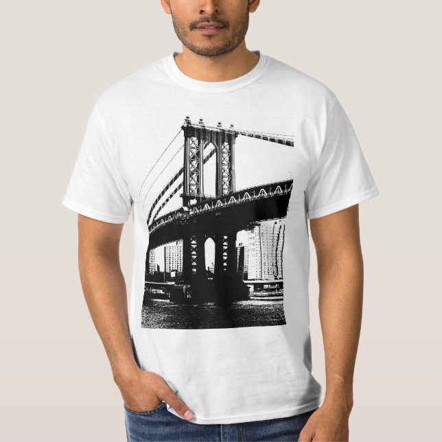 Camiseta Puente de Brooklyn Nyc New York Mens Modern (Anverso)