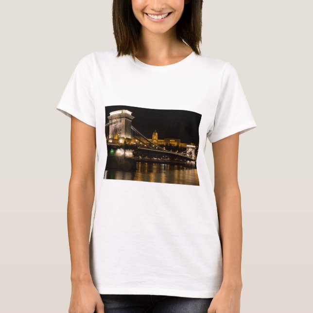 Camiseta Puente de cadena con el Castillo Buda Hungría Buda (Anverso)