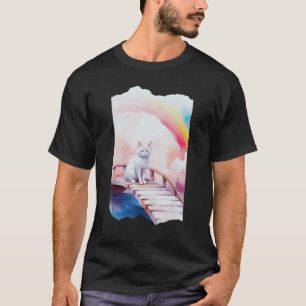 Camiseta Puente de mascota arcoíris gato blanco agua mágico