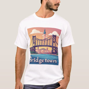 Camiseta Puente del atardecer de Bridgetown sobre el agua c