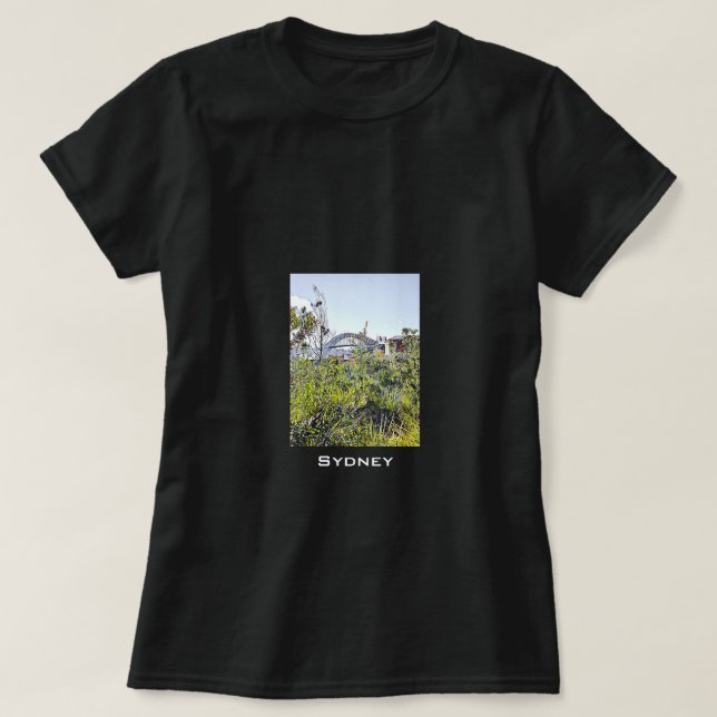 Camiseta Puente del puerto de Sydney con plantas nativas (Diseño del anverso)