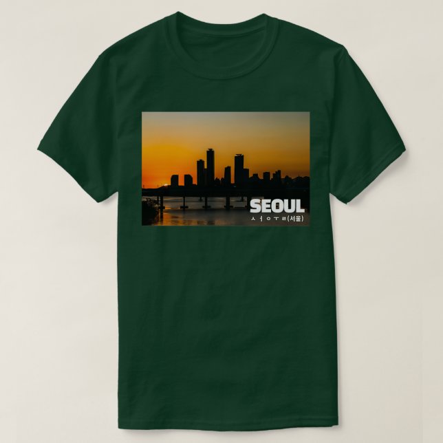 Camiseta Puente del río Seúl Han y puesta de sol de Yeouido (Diseño del anverso)