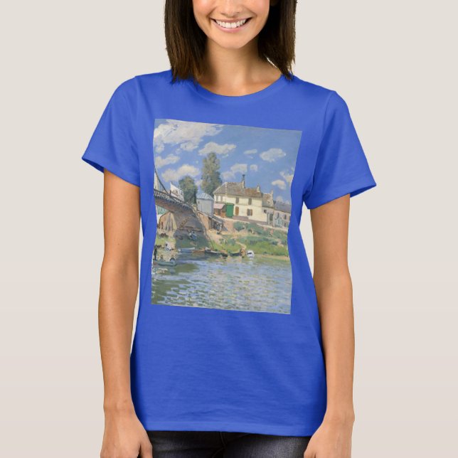 Camiseta Puente en Villeneu por Sisley Impresionist Paint (Anverso)