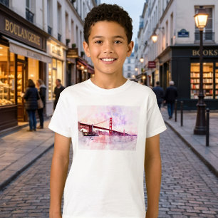 Camiseta Puente Golden Gate Acuarela al Atardecer